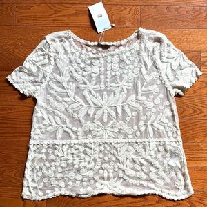NWT Cream top coton lace